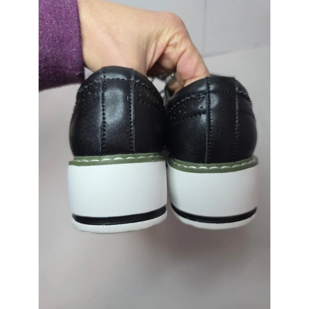 Black Wingtip Platform Oxford Brogue‎ Shoes Dadawen Chunky White Sole EU 39 US 8